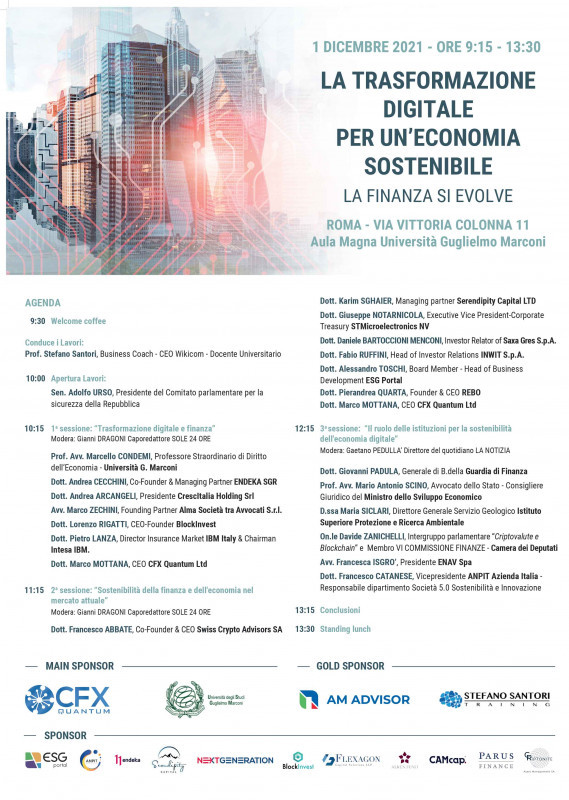 Convegno a Roma 1 dicembre 2021 Aula Magna Università G. Marconi, via Vittoria Colonna 11