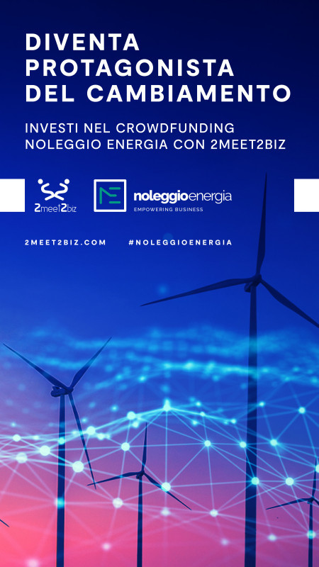 Nuova campagna di equity crowdfunding per la piattaforma 2meet2biz: Noleggio Energia è una PMI innovativa specializzata nel noleggio a lungo termine di impianti di energia rinnovabile, in particolare fotovoltaico, rivolto alle PMI italiane. Obiettivo della società è supportare le PMI nel percorso di transizione energetica, offrendo un servizio professionale ed efficiente.Già selezionata da Pfizer Italia per la realizzazione di un impianto presso il proprio stabilimento, Noleggio Energia ha in pipeline oltre 70 operazioni per un valore di 11 milioni di euro, e un fatturato 2021 di oltre 1,7 milioni di euro.